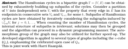 Abstract zum Math. Koll. von Prof. Oestergard, 23.06.2011